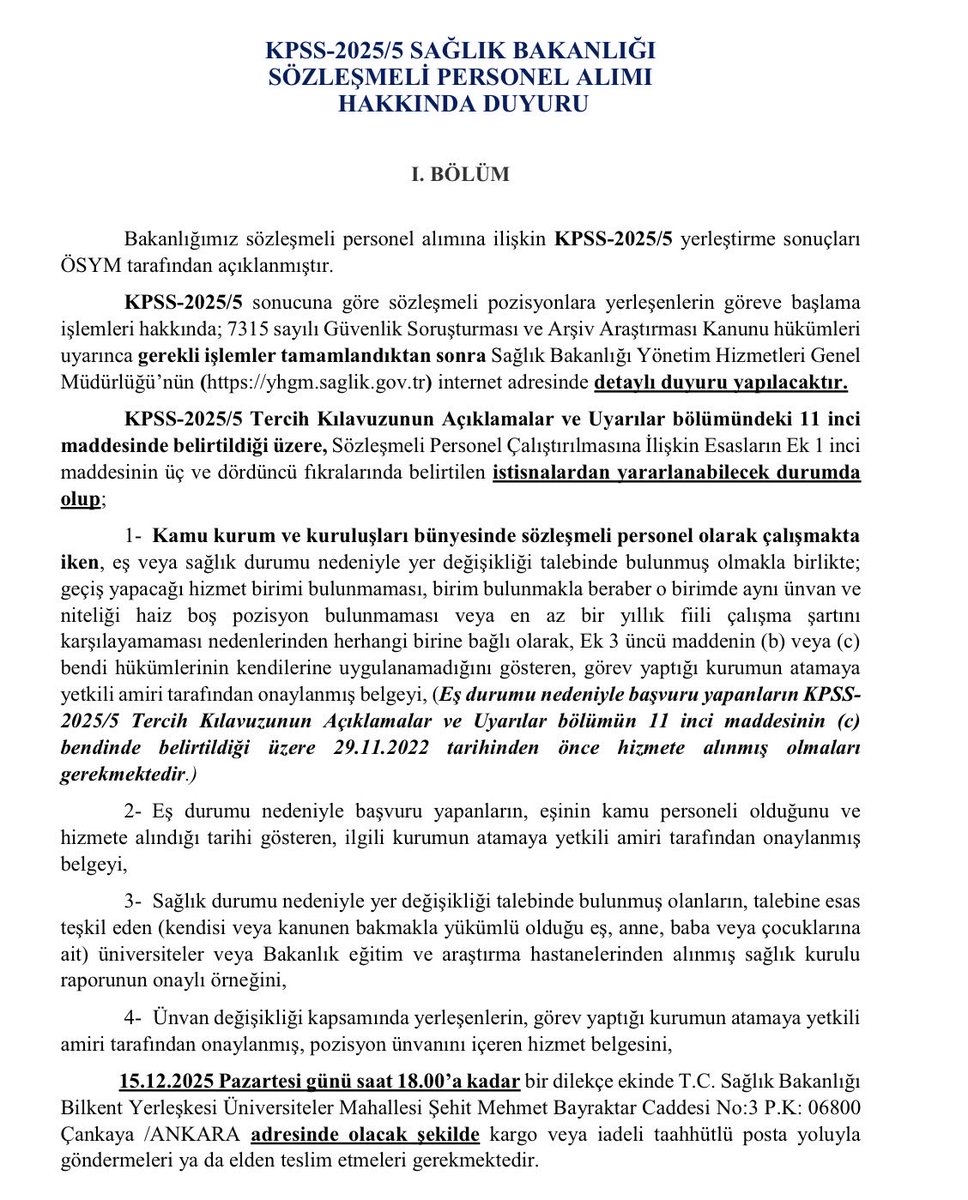 Sağlık Bakanlığı'na atananlar, hızlıca göreve başlatılmalı

Sağlık Bakanlığı 15 bin 247 personel alım sonuçları geçtiğimiz günlerde sonuçlanmıştı. 

Atanan adaylar göreve başlamayı beklerken, yapılan duyuruya göre görünen o ki 2025 yılında göreve başlama olmayacak.

Atananlar,