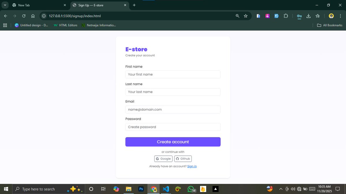 code_with_nuel's tweet image. 🚨Update on my project. Added the login and signUp page using Firebase authentication. 

Making my cart functional is next.