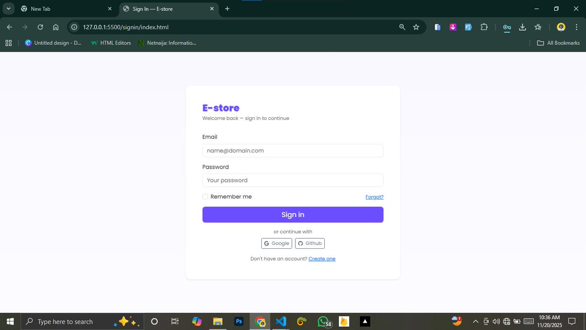 code_with_nuel's tweet image. 🚨Update on my project. Added the login and signUp page using Firebase authentication. 

Making my cart functional is next.