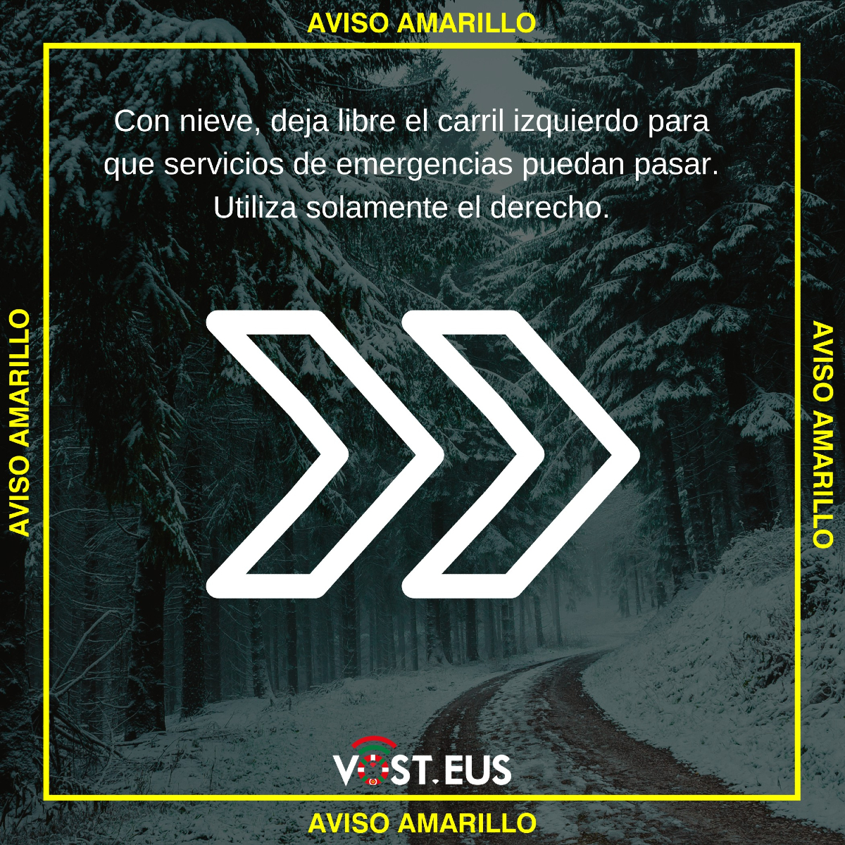 #Elurra #Abisuhoria 

🟡 Con nieve, deja libre el carril izquierdo para que servicios de emergencias puedan pasar. Utiliza solamente el derecho.