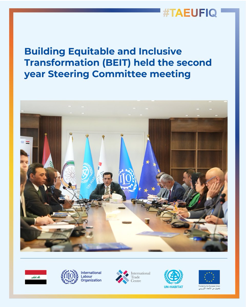 UNHabitatIRAQ's tweet photo. The EU-funded BEIT Project, implemented jointly by UN-Habitat, ILO, and ITC, held its second Steering Committee meeting in Baghdad, which was chaired by the Ministry of Planning (MoP).
https://t.co/awM4dPmfsd
#EUinIraq #BEITProject #TAEUFIQ #AffordableHousing https://t.co/OxcIWy75Oi
