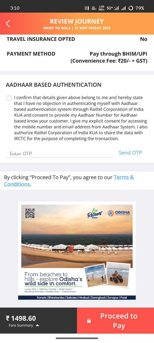 GGCJUNCTION's tweet image. 📌 #IRCTC Update:
🚨 Aadhaar-verified OTP-based booking is now enabled for Tatkal quota on trains 12001 &amp;amp; 12002 w.e.f. 17 Nov 2025.
We’ll share further updates as they become available.
#IndianRailways