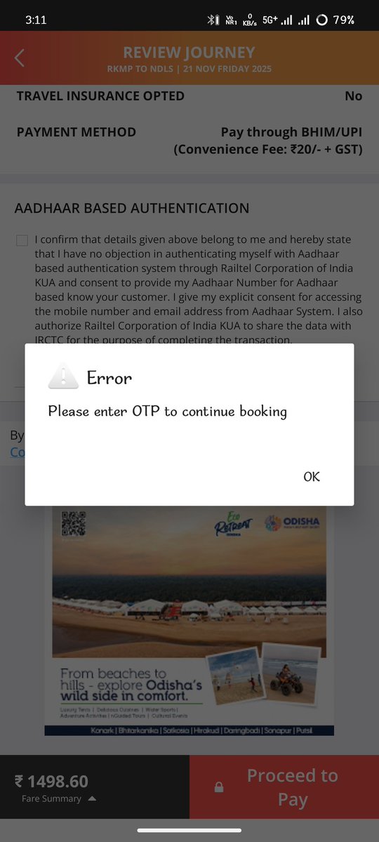 GGCJUNCTION's tweet image. 📌 #IRCTC Update:
🚨 Aadhaar-verified OTP-based booking is now enabled for Tatkal quota on trains 12001 &amp;amp; 12002 w.e.f. 17 Nov 2025.
We’ll share further updates as they become available.
#IndianRailways