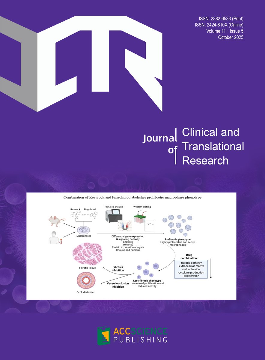 JCTR_ASP's tweet image. 🎊Welcome to read the Volume 11 Issue 5 of JCTR  in 2025 !  
📌accscience.com/journal/JCTR/1… 
📖Cover paper from EiC&apos;s paper(Prof. Malgorzata Kloc)