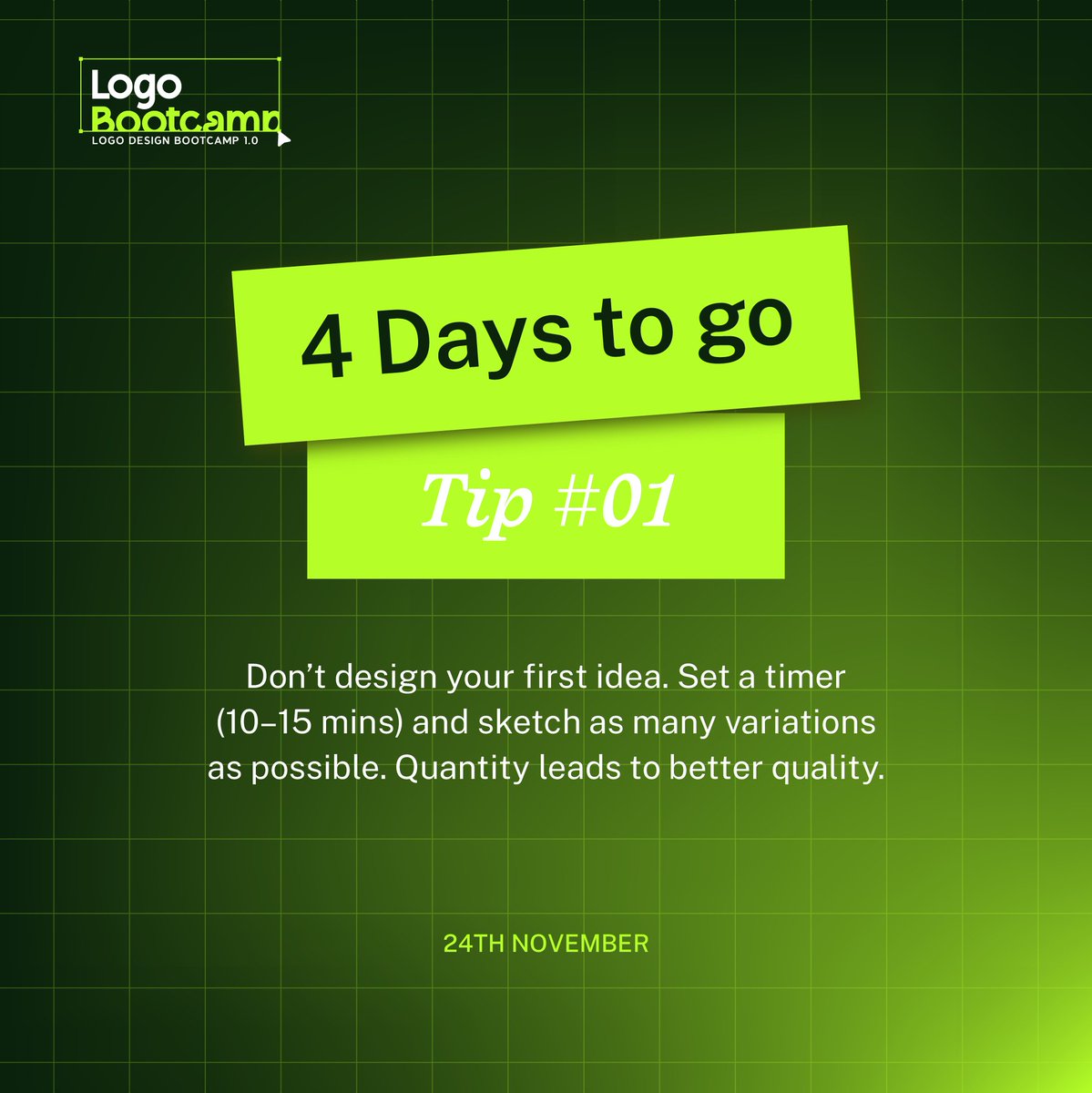 4 days left💼🔥
Soon we dive into strategy, sketching, and building logos from scratch.
If you want to upgrade your process and stop guessing, now’s the time.

Don’t miss this. Link below👇
chat.whatsapp.com/L0KyY9pkqcJBFV…