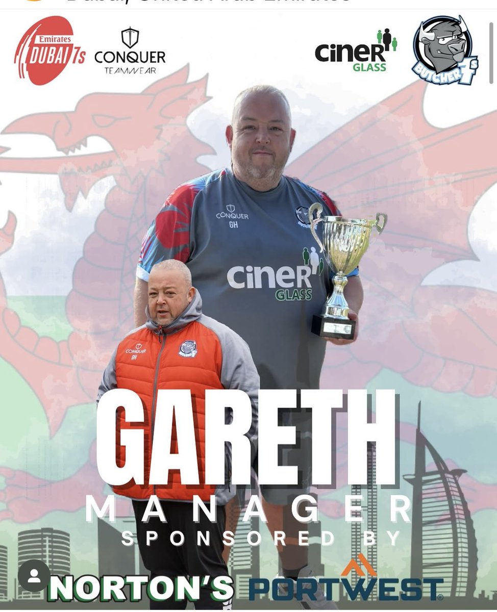 Introducing our Team Manager <a href="/Dubai7s/">Emirates Dubai 7s</a> 📣

Gareth will be supporting the boys in Dubai and hoping to bring home the bacon like we did in Grenada 😜 <a href="/GarethJHowells/">Gareth Howells</a> 🐮 

Sponsored by <a href="/nortonsplant/">Norton's</a> <a href="/Portwest/">Portwest</a>