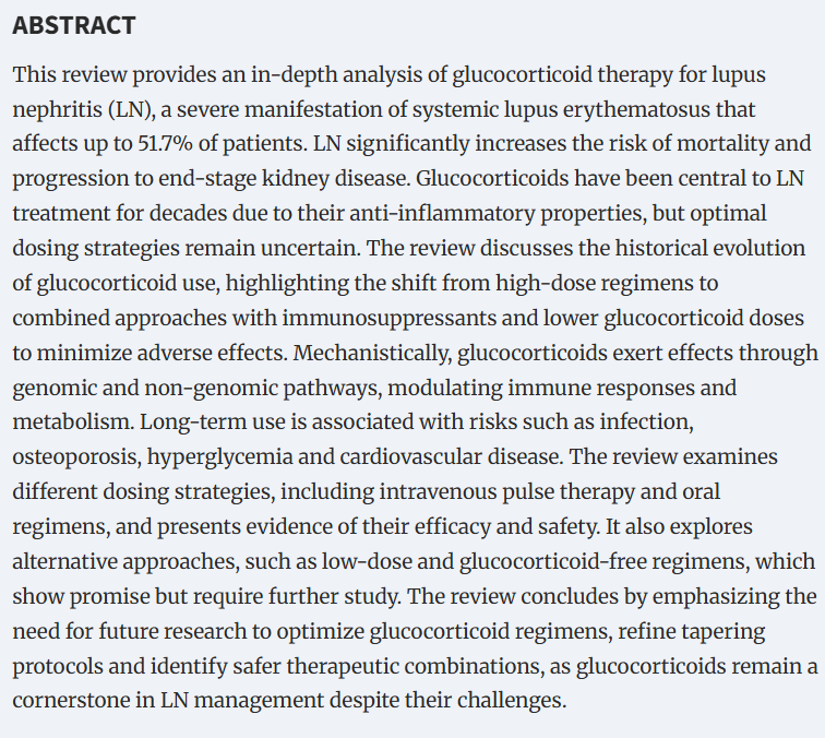 NDTsocial's tweet photo. Optimal glucocorticoid therapy in lupus nephritis

https://t.co/e6SjmOspf4 https://t.co/4Xh4zmp71v