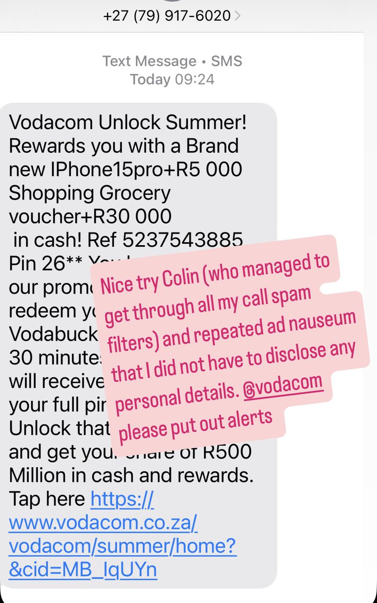 Please be on high alert re <a href="/Vodacom/">Vodacom</a> scammers: