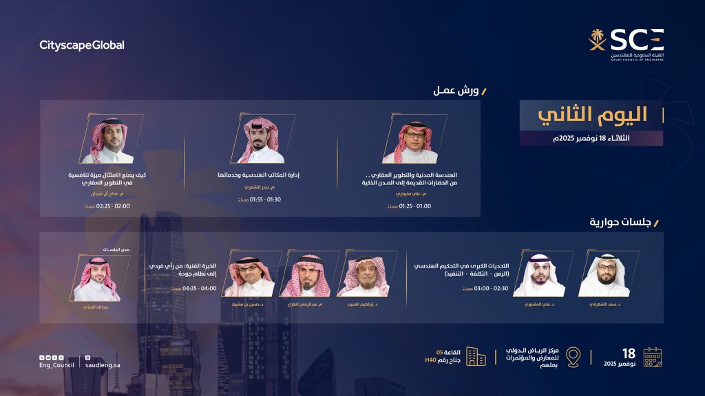 SCSAC_SA's tweet photo. ضمن فعاليات #هيئة_المهندسين @Eng_Council في #سيتي_سكيب_العالمي_2025،
شارك سعادة رئيس اللجنة الدائمة لمراكز التحكيم الدكتور علي المشنوي ضيفًا بالجلسة الحوارية بعنوان التحديات الكبرى في التحكيم الهندسي وقد أدار الجلسة وأثراها سعادة الأستاذ عبدالله العنزي @Abo_Fazaa14 

#التحكيم https://t.co/zUqzswYMGX