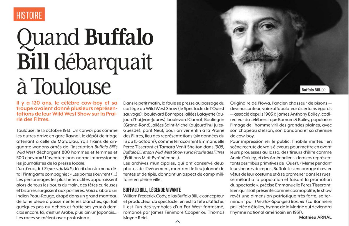Buffalo Bill à <a href="/Toulouse/">Toulouse - Mairie et Métropole</a> 🐎🤠🔫🏹⛺️🦬 intéresse toujours les médias, après <a href="/ladepechedumidi/">La Dépêche du Midi</a> <a href="/technomedia/">Philippe Rioux</a> 🙏, <a href="/actutoulouse/">Actu Toulouse</a> et <a href="/marnal/">Mathieu ARNAL</a> 🙏reviennent sur cet événement …  1⃣2⃣0⃣ans après. ( Lire le 📕calameo.com/books/00578905…)