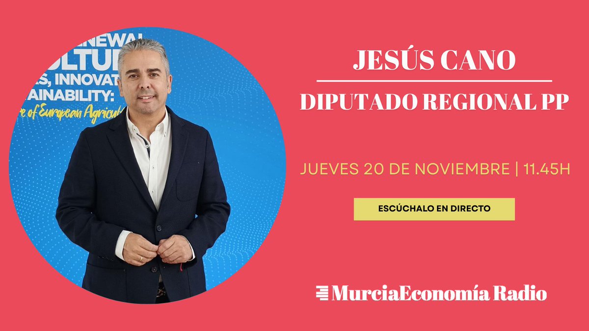 🎙 El diputado de <a href="/PPRMurcia/">PP Región de Murcia</a>, <a href="/jecamol/">Jesús Cano Molina</a>, pasará a las 11.45h por los micrófonos de MurciaEconomía Radio para hablar del futuro del Trasvase Tajo-Segura, el cierre de acuíferos previsto para 2027 y el impacto en el campo murciano.

🔵 Escúchalo en directo: murciaeconomiaradio.webradiosite.com/pwa/#/home