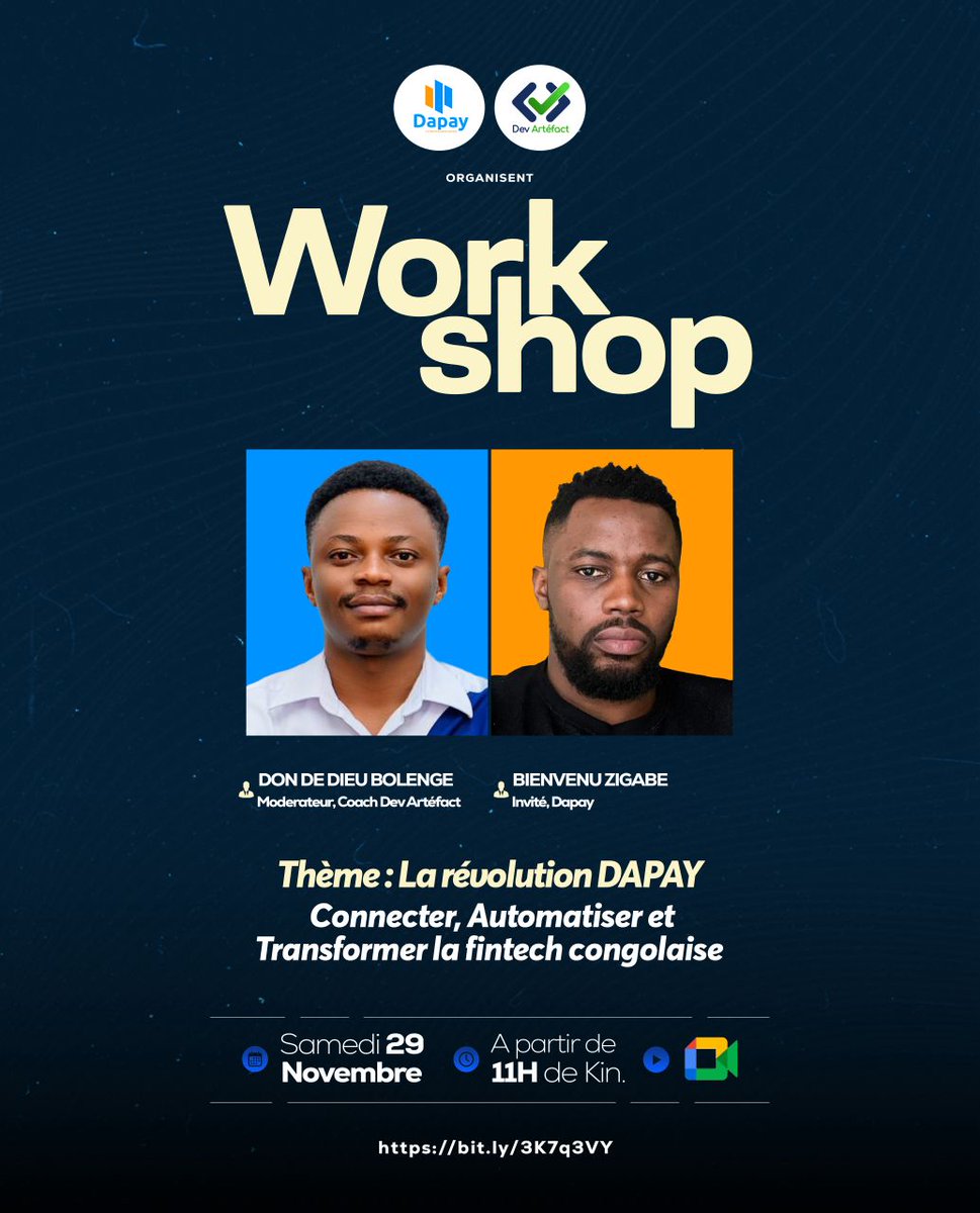 dev_artefact's tweet image. WORKSHOP DAPAY x DEV ARTEFACT

DAPAY lance l’enregistrement de 1 000 développeurs qui travailleront sur un sandbox open source, avec paiement pour chaque issue résolue.

🗓 Date : 29 Novembre 2025
⏰ Heure : 11H de Kinshasa
💻 Zoom : bit.ly/3K7q3VY

#Fintech #devs #cod