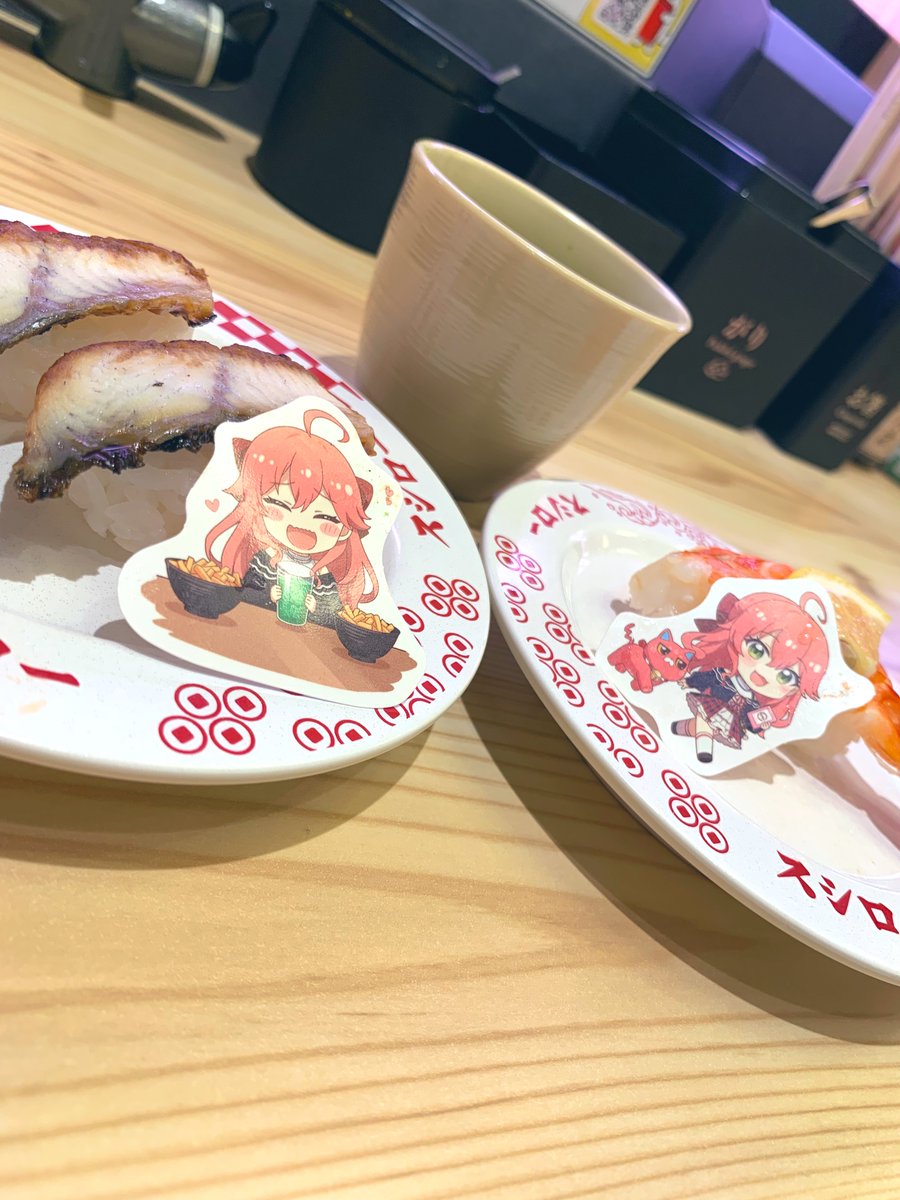 採血頑張ったご褒美にスシロー✨️🍣
みこち〜！苦手な採血頑張ったよぉ！🌸

#スシローさくらみこコラボ
#にゃっはろ～スシろ～