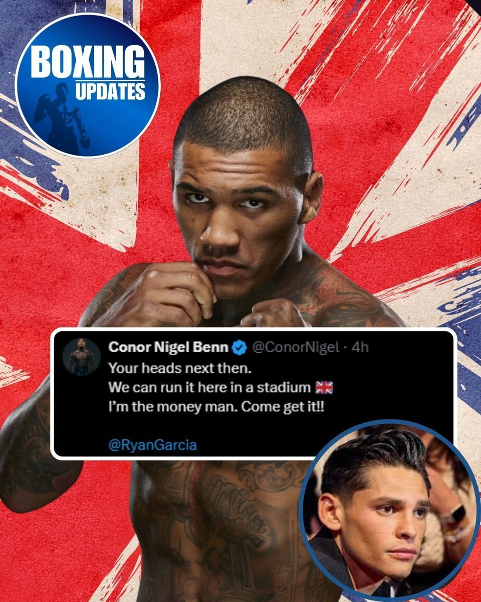 Boxing_Updates1's tweet image. 🚨BOXING SOCIAL MEDIA BEEF ALERT! 🚨

@ConorNigel calls out @RyanGarcia  for a UK stadium showdown…
And Garcia fires straight back with: “Let’s run it.”
No contracts. No dates. Just smoke… and a LOT of noise. 🔥

👀 Is this the fight that kicks off 2026?

#conorbenn #ryangarcia