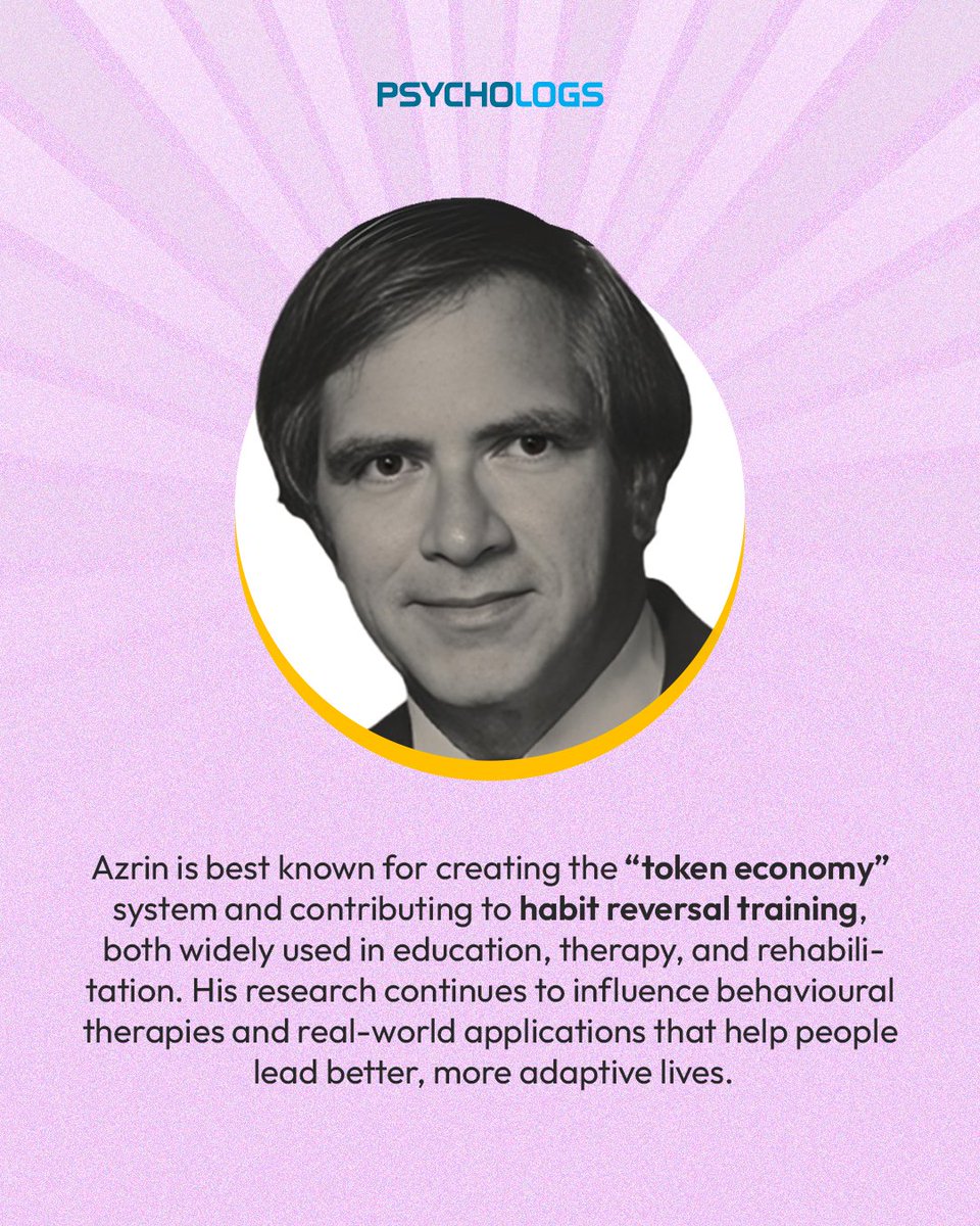 PsychologsIndia's tweet image. Honouring the birth anniversary of Nathan Azrin, a pioneering psychologist whose groundbreaking work in behaviour modification and applied behaviour analysis reshaped modern psychology.

#PsychologyPioneer #BehaviorModification #AppliedBehaviorAnalysis #RememberingLegends