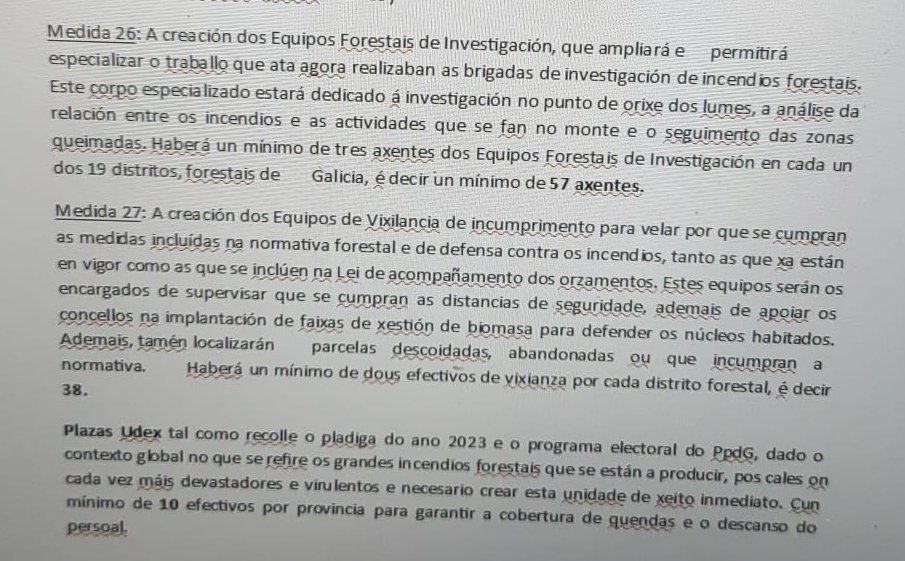 <a href="/UGTForestaisGZ/">UGTForestaisGalicia</a> <a href="/DiegoCalvoPouso/">Diego Calvo</a> <a href="/Par_Gal/">Parlamento Galicia</a> <a href="/UpaGalicia/">Unidad de Policía Nacional Adscrita de Galicia</a> <a href="/Xunta/">Xunta de Galicia</a> <a href="/socialistas_gal/">PSdeG Socialistas de Galicia</a> <a href="/NunezFeijoo/">Alberto Núñez Feijóo</a> <a href="/AlfonsoRuedaGal/">Alfonso Rueda</a> <a href="/Anxeles_Vazquez/">Ánxeles Vázquez</a> <a href="/APRAFOGA/">Aprafoga</a> <a href="/DacostaRCarmen/">Carmen Rodríguez Dacosta</a> <a href="/EPGalicia/">Europa Press Galicia</a> <a href="/EFEverde/">EFEverde</a> <a href="/obloque/">BNG - Bloque Nacionalista Galego</a> <a href="/jrgomezbesteiro/">Gómez Besteiro</a> <a href="/PedroSanchez__/">Pedro Sánchez 🇪🇦</a> Está ben pedir máis medios o gorberno central. Pero primeiro temos que 🧹 a nosa casa antes que criticar a allea 

Tras a peor vaga de lumes da historia de #Galicia e necesario que se cumplan os compromisos e se dote de máis efectivos o corpo de #AxentesAmbientais.