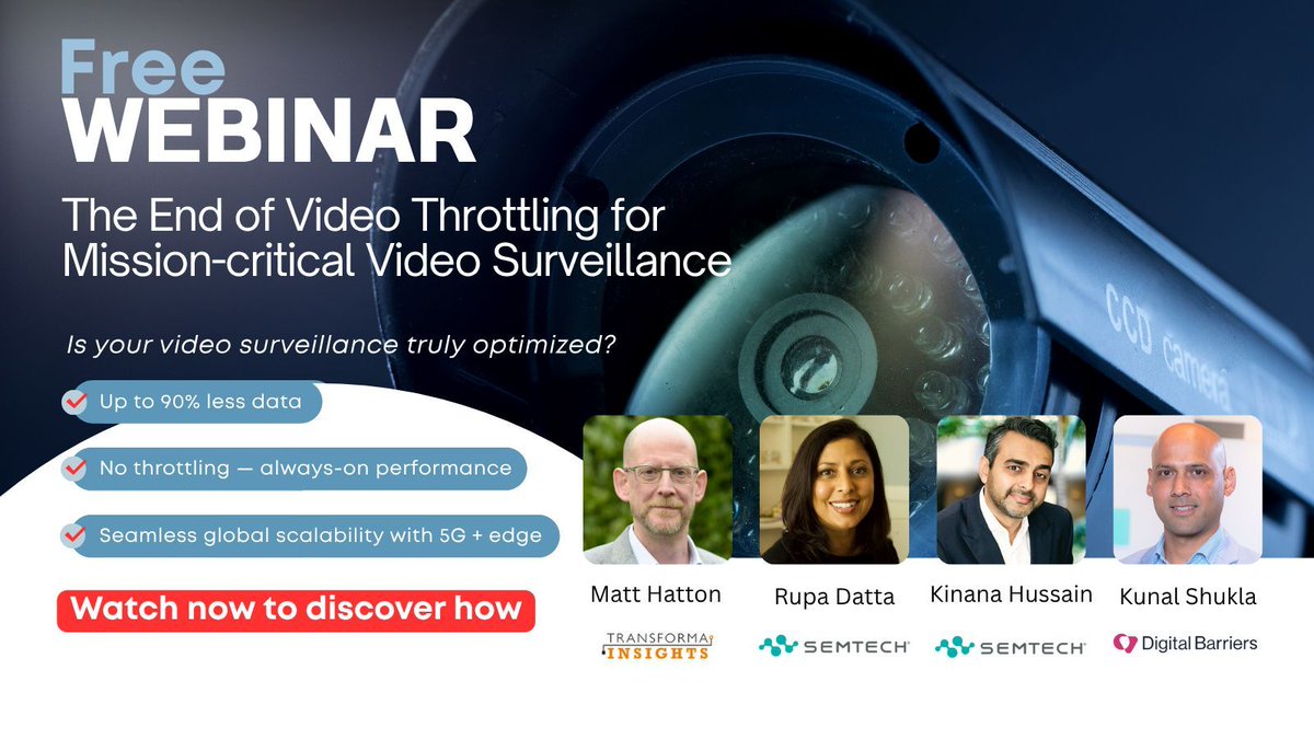 IoTNow_'s tweet image. On-Demand Webinar: The End of Video Throttling for Mission-Critical Video Surveillance.

Watch now!  bit.ly/46RlgAw 

#Semtech #Webinar #VideoSurveillance 

@SemtechCorp
@transformatweet
@DigitalBarriers