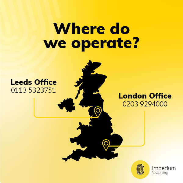 Did you know that we are based in both London and Leeds?

We pair opportunities with aspirations. Whether you're a candidate or a client, don't hesitate to get in touch!

You can also view more information on our website 👉 imperiumresourcing.com