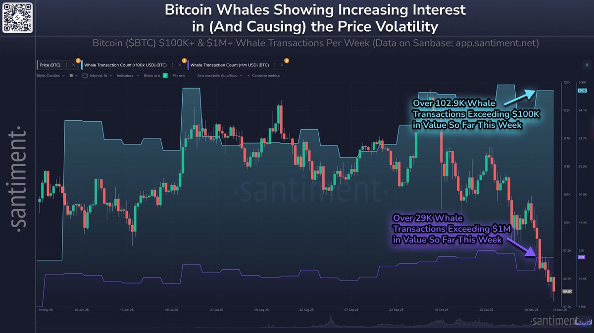 🥔CRIPTOVALUTE : "Balene in attività mentre il Bitcoin scende sotto i 90.000 dollari: una settimana di accumulo nel 2025"