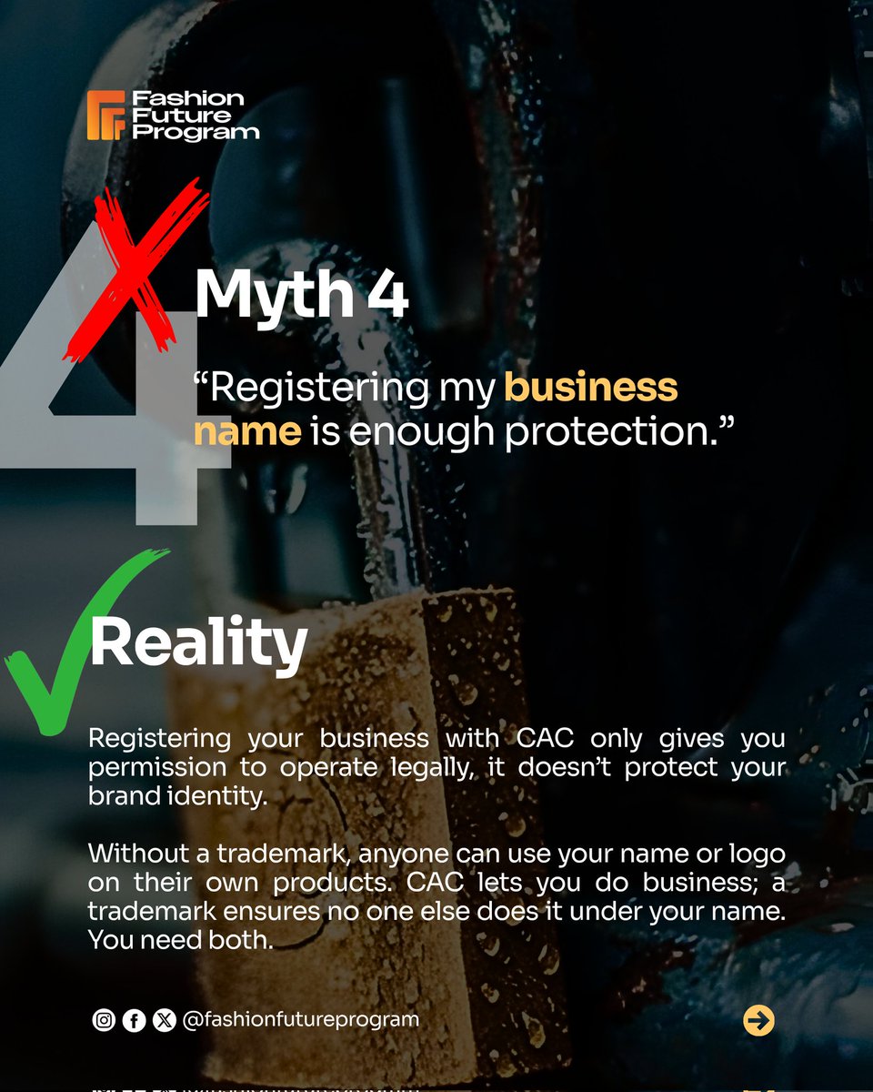 fashionfuturep's tweet image. 💬 Which IP myth surprised you most?
 🔁 Share this with another entrepreneur.

#Fashionfutureprogram #Ethnocentrique #SmallBusiness #IntellectualProperty #EntrepreneurTips #BrandProtection #IPAwarenessCampaign