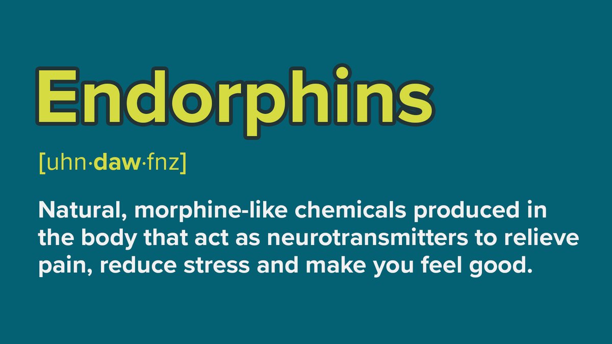 gsc1's tweet image. #ScienceWordOfTheWeek

Endorphins

Natural, morphine-like chemicals produced by the body that act as neurotransmitters to relieve pain, reduce stress and make you feel good.