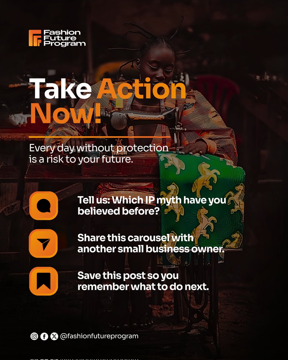 fashionfuturep's tweet image. 💬 Which IP myth surprised you most?
 🔁 Share this with another entrepreneur.

#Fashionfutureprogram #Ethnocentrique #SmallBusiness #IntellectualProperty #EntrepreneurTips #BrandProtection #IPAwarenessCampaign