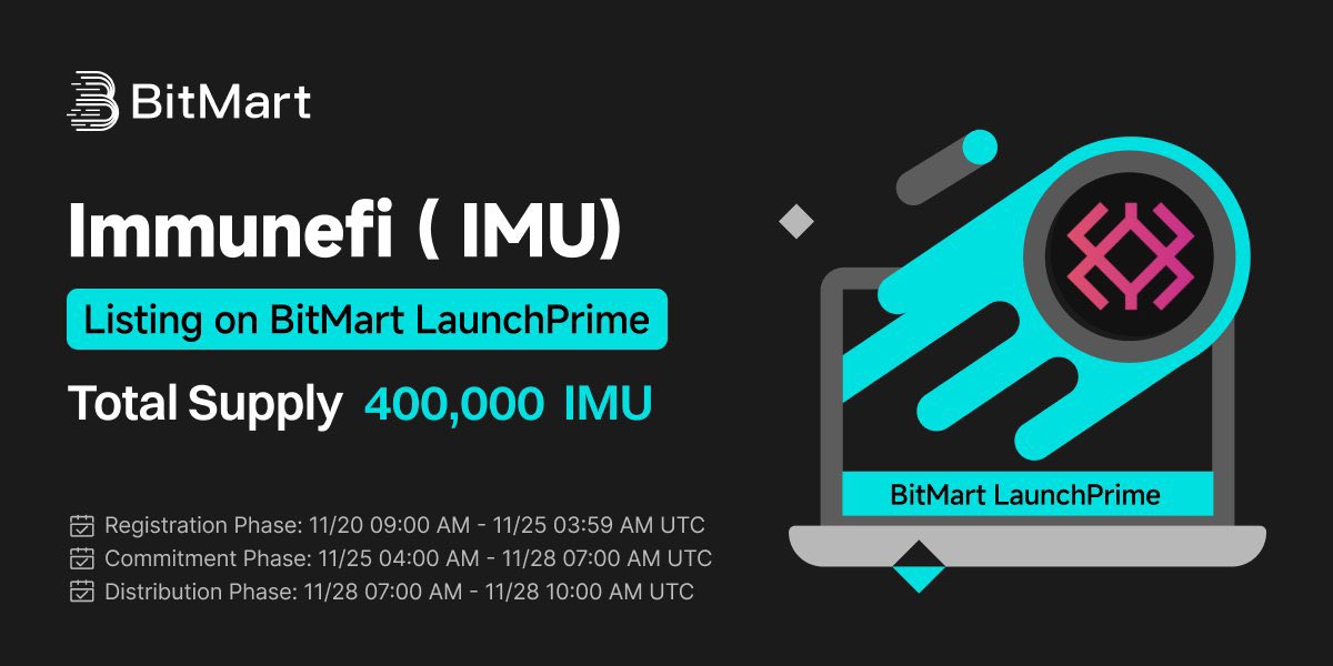 BitMart_SA's tweet photo. 🚀 Immunefi ( IMU) is LIVE on #BitMart LaunchPrime! 🔥
🌍 #LaunchPrime connects global users with premium crypto projects.
💎 #Immunefi, the leading crowdsourced security platform for web3, was founded in 2020 with a clear mission: to make web3 safe for onboarding the world.
⏰ Period: Nov 20, 2025 02:30 PM IST – Nov 28, 2025 03:30 PM IST
👉 Join Now: https://t.co/jkxSUiJnQM