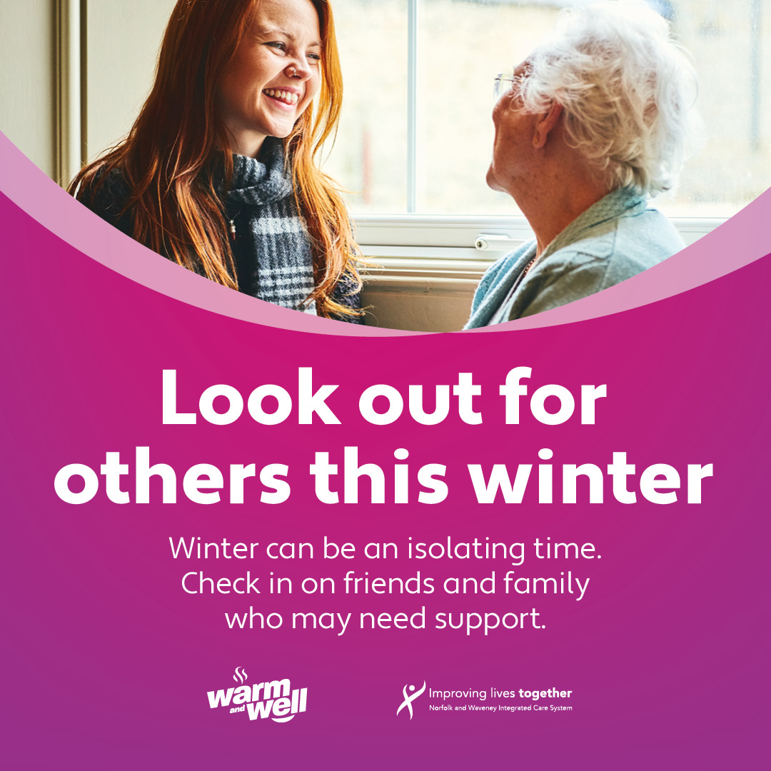 nandwics's tweet image. Remember to check in on friends, family, and neighbours who could benefit from support this winter. 
Tips for keeping healthy this time of year ➡️ winterwellnorfolkwaveney.co.uk 
#WarmandWell
