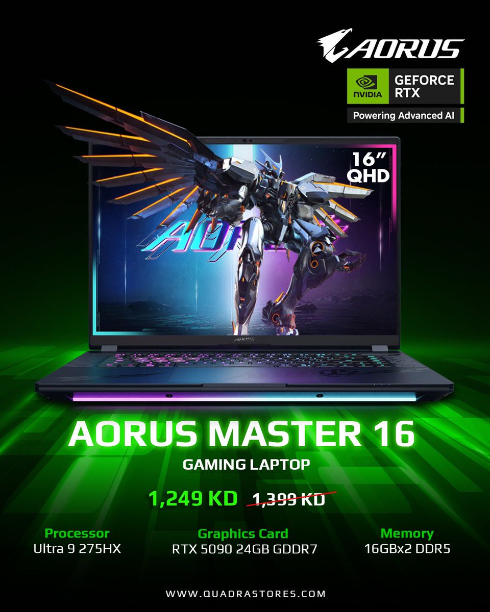 quadrastores's tweet photo. 🎮 Top-tier specs. Lower price.
احصل على AORUS MASTER 16
الآن مع خصم 150 دينار لفترة محدودة!

Shop via https://t.co/ftinlUUDDU https://t.co/baFUcoFn0a