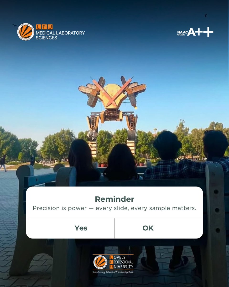 LPUMLSDept's tweet image. A gentle reminder for every aspiring laboratory professional:
Your attention to detail today shapes patient outcomes tomorrow. 🧪💡
#MLS #LovelyProfessionalUniversity #PrecisionInPractice #lpu