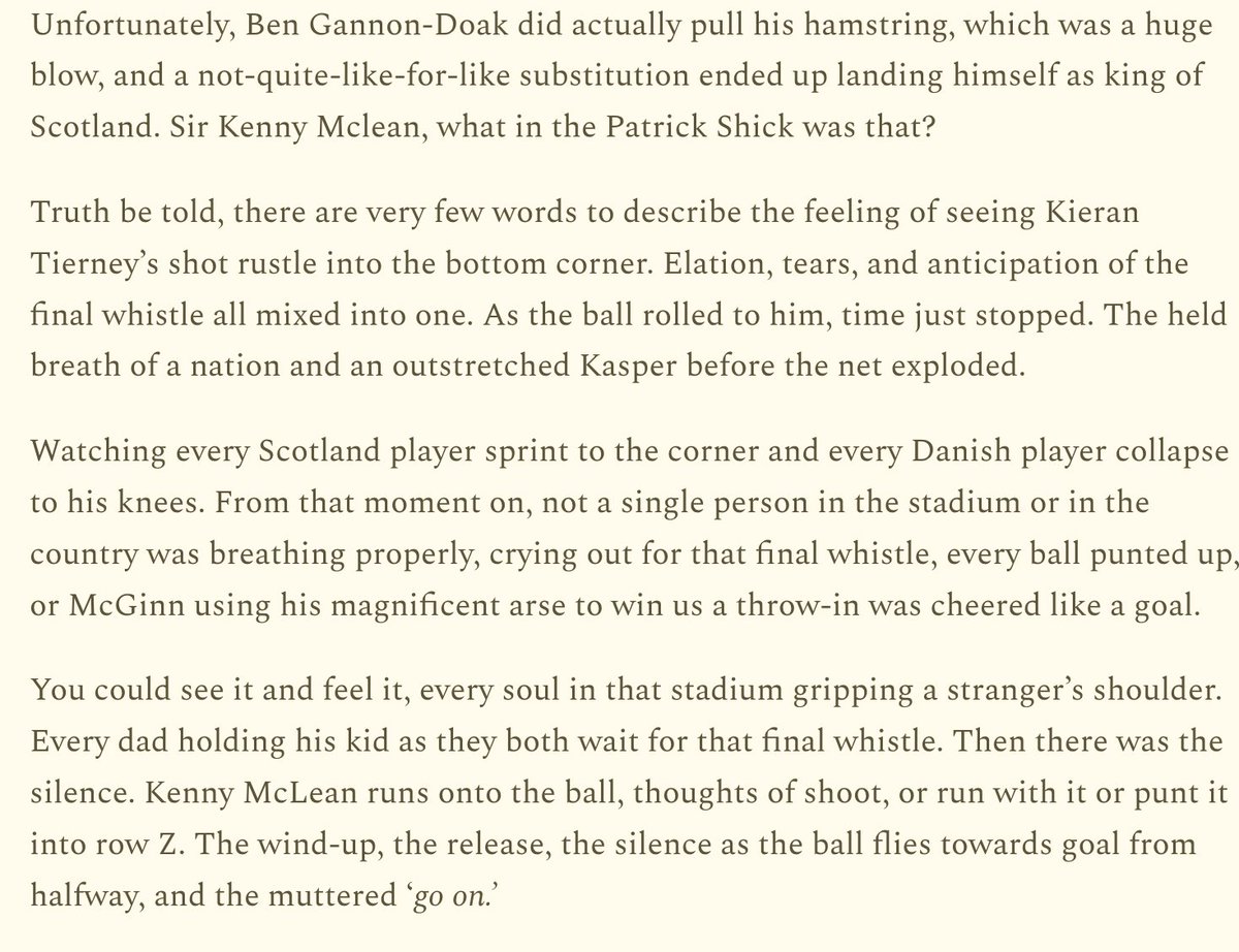 CBTalksSport's tweet photo. Here is an article I wrote yesterday in response to Scotland's incredible win. 🏴󠁧󠁢󠁳󠁣󠁴󠁿

Scotland vs Denmark: The Morning After. https://t.co/eQGBTTmaxD
