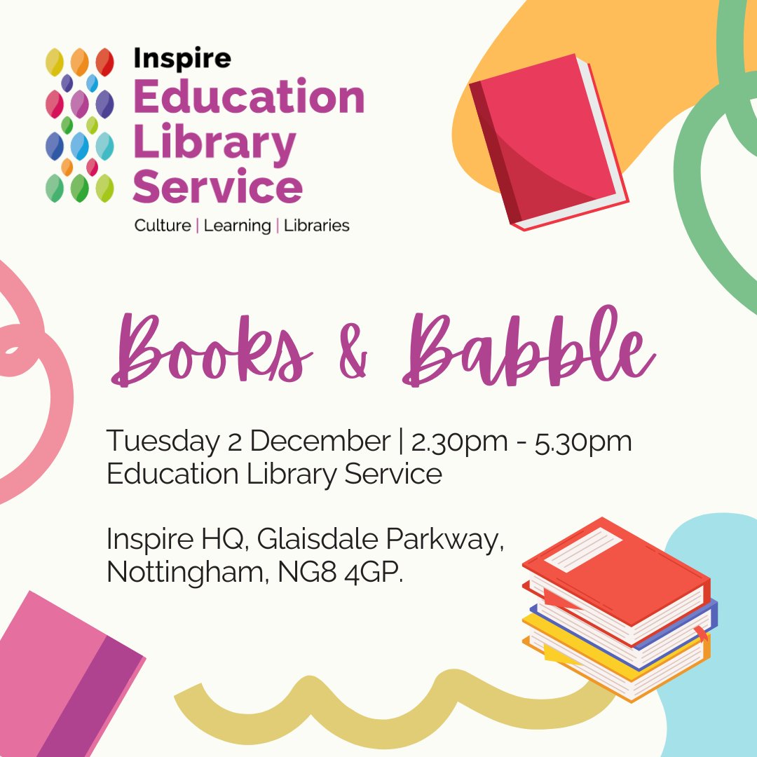 NottsLibraries's tweet image. Enjoy festive literary cheer at our next Books &amp;amp; Babble event! 🎅✨

Tues 2 Dec | 2.30pm - 5.30pm
Inspire HQ, Nottingham

🎁 Plus! Schools joining us will be entered into a prize draw to win 60 Reading for Pleasure loan collection books for Spring &amp;amp; Summer Terms 2026.