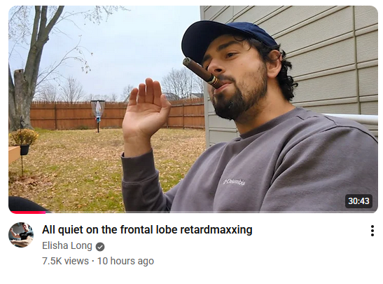 Peterson affirme d'ailleurs que le cerveau des homards vaincus s'atrophie -- eh bien je suis prêt à parier que c'est une réaction adaptée qui consiste simplement à retardmaxxer. Preuve en est : les hordes de QIs négatifs pourtant certains d'être des cadors.