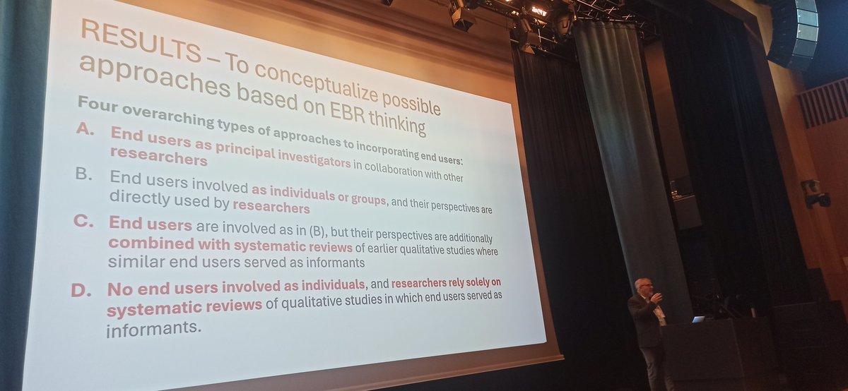 ebrnetwork's tweet photo. Incorporating End User Perspectives in Health Research.”
Prof. Hans Lund presents a scoping review exploring how evidence syntheses integrate the voices and needs of end users, a crucial step for making research more relevant, usable, and valuable.
#EBRConference #EBRNetwork https://t.co/MJj0Hw9oNh