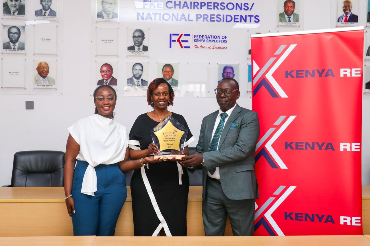 Kenya Re has been named Employer of the Year in Learning &amp; Development by the Federation of Kenya Employers at the 2025 EYA Awards, a recognition of our strong commitment to continuous employee growth and industry-leading development programs.