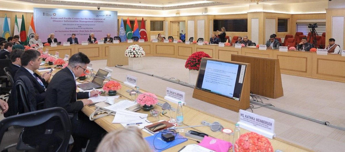 ndmaindia's tweet photo. The 10th Session of Asian and Pacific Centre for the Development of Disaster Information Management (APDIM) Governing Council and Regional Expert Group Meeting on Inclusive Disaster Risk Data Governance is being held on 20–21 November 2025 at Vigyan Bhawan, New Delhi. #APDIM #DRR https://t.co/2zfvCYpoJm
