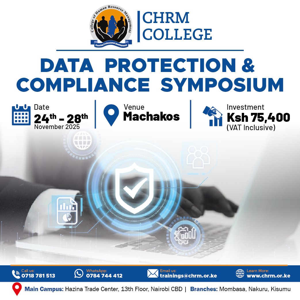 In an era where data is the new currency, protecting it is non-negotiable.

Join us for the Data Protection &amp; Compliance Symposium, a comprehensive 5-day program focused on practical strategies for compliance, data governance, and privacy management.

📅 Dates: 24th – 28th