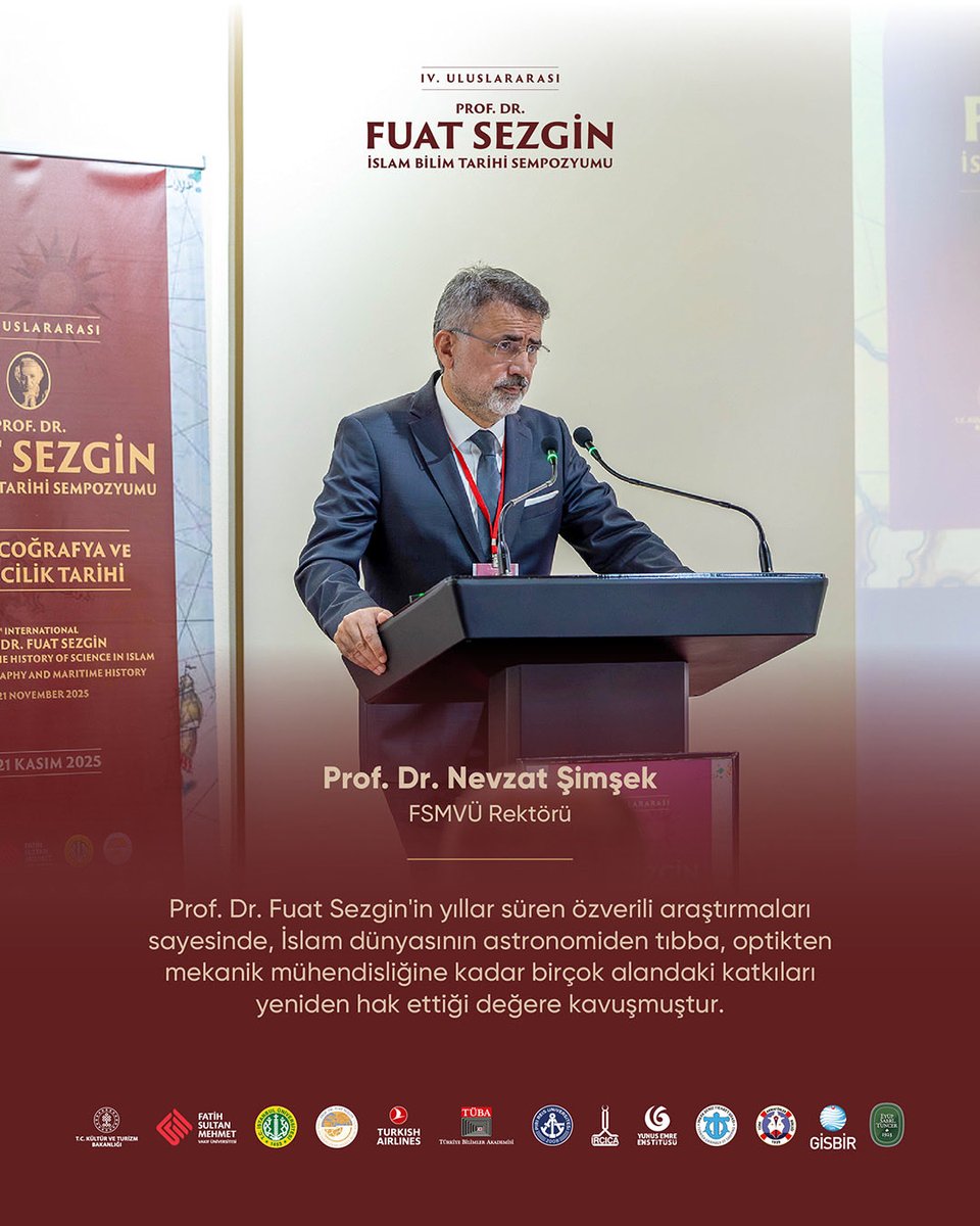 fsmvu's tweet photo. IV. Uluslararası Prof. Dr. Fuat Sezgin İslam Bilim Tarihi Sempozyumu, Rektörümüz Prof. Dr. @NevzatSimsek’in açılış konuşmalarıyla başladı. 

Rektörümüz, İslam bilim tarihinin köklü mirasına vurgu yaparak Prof. Dr. Fuat Sezgin’in bu alana kazandırdığı perspektifin bugün de yeni araştırmalara ilham vermeye devam ettiğini ifade etti.