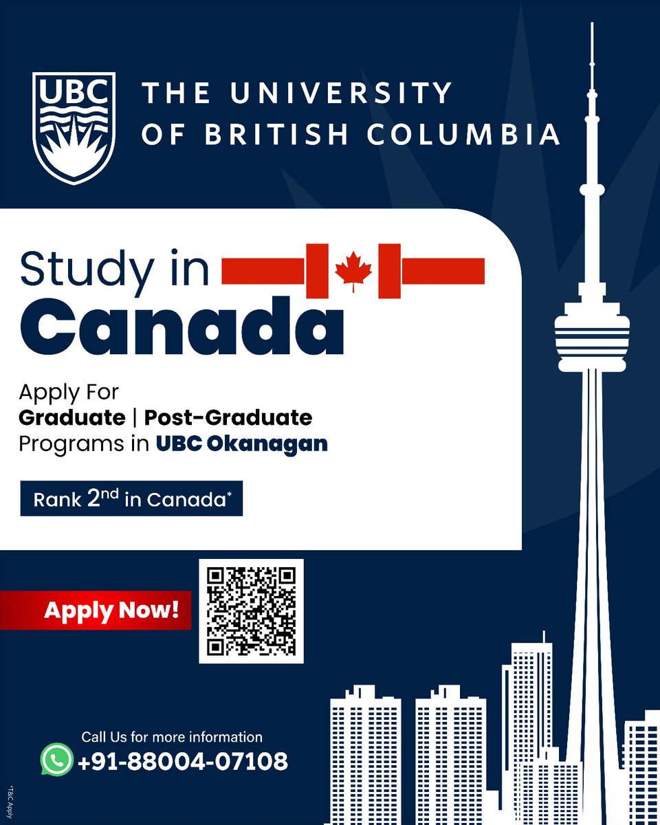 MapMyStudy's tweet image. Choose Prestige. Choose UBC — The University of British Columbia. 
Canada’s #2 Ranked University known for research, innovation, and global recognition. 
Admissions open — don’t miss your chance.
Admissions Help: +91-88004-07108
#MapMyStudy #StudyAbroad