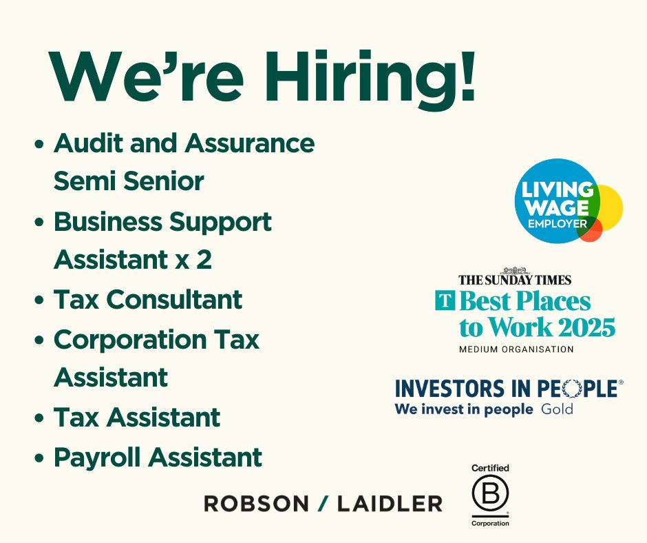 We've added payroll assistant to our list of current vacancies.

If you’re looking to grow your career and make a positive difference to people’s lives, visit our website for details on how to apply for our variety of roles available:

bit.ly/robson-laidler…