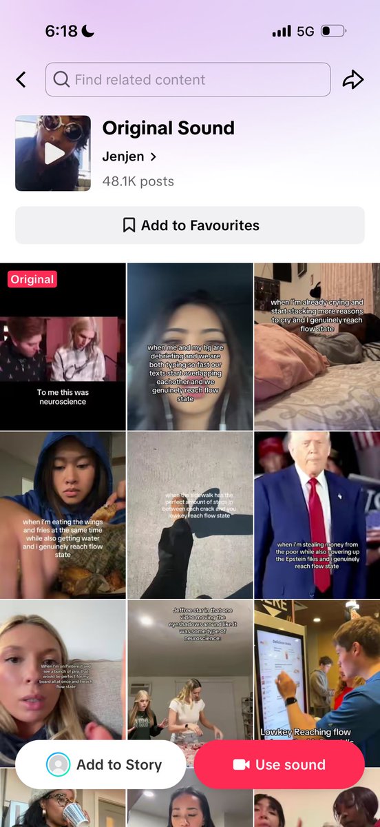 $flow state mad viral on tiktok this week

audio going viral as well 

Very memeable for almost everything

amp.knowyourmeme.com/memes/reach-fl…

should grow over the week as more people post the audio of their relateable flow states and go viral on tiktok