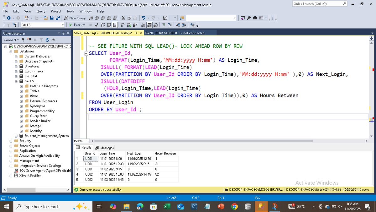 Ayobamiakanni10's tweet image. LEAD() a powerful function in tracking delivery pipeline. 

✨ Helps to get the next status for every order . 

#SQL