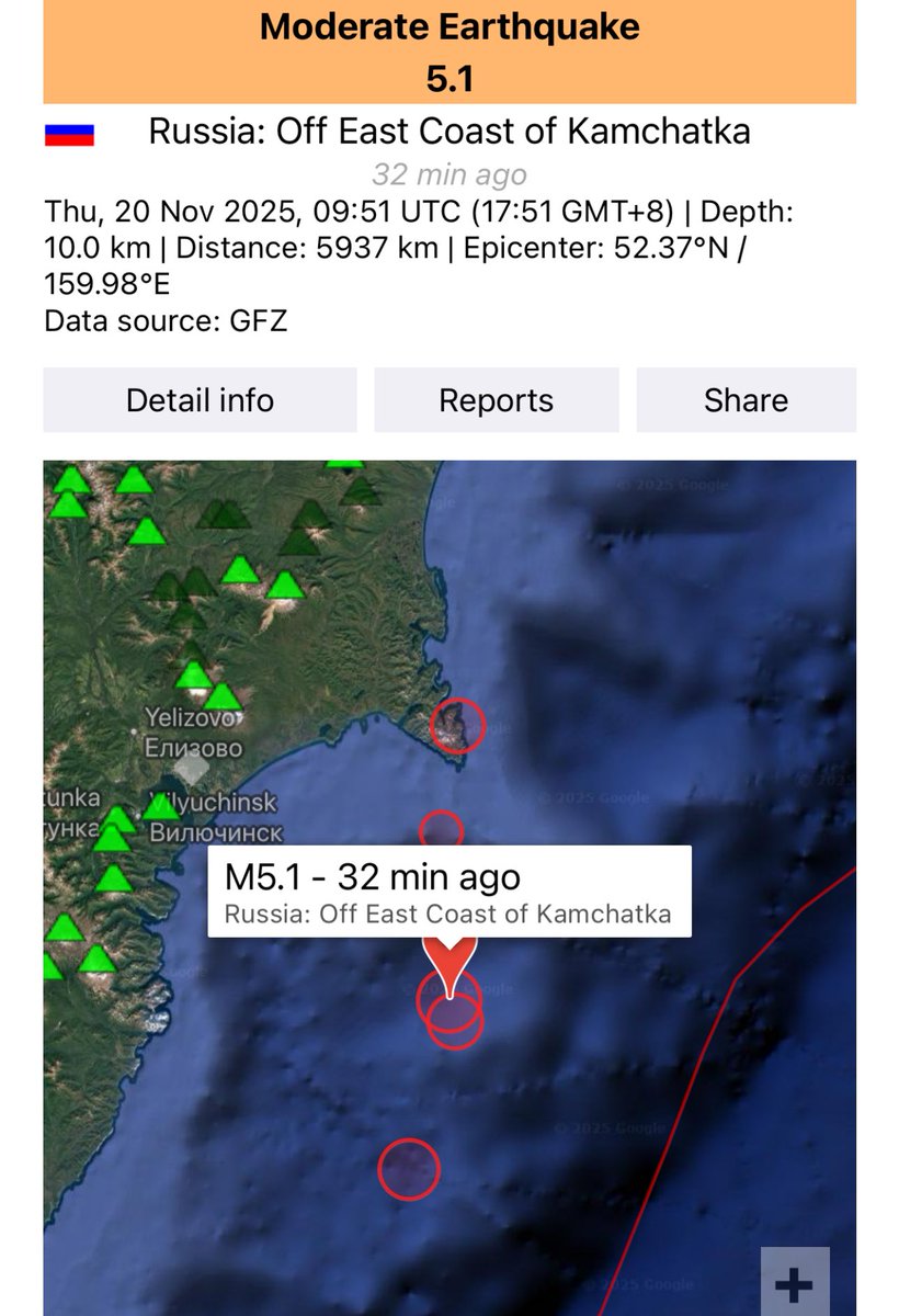 AstroFluxLab's tweet image. M5.1 #Earthquake strikes off #Kamchatka, Russia. A moderate M5.1 tremor occurred 32 mins ago at a shallow depth of 10.0 km off russia&apos;s east coast of kamchatka