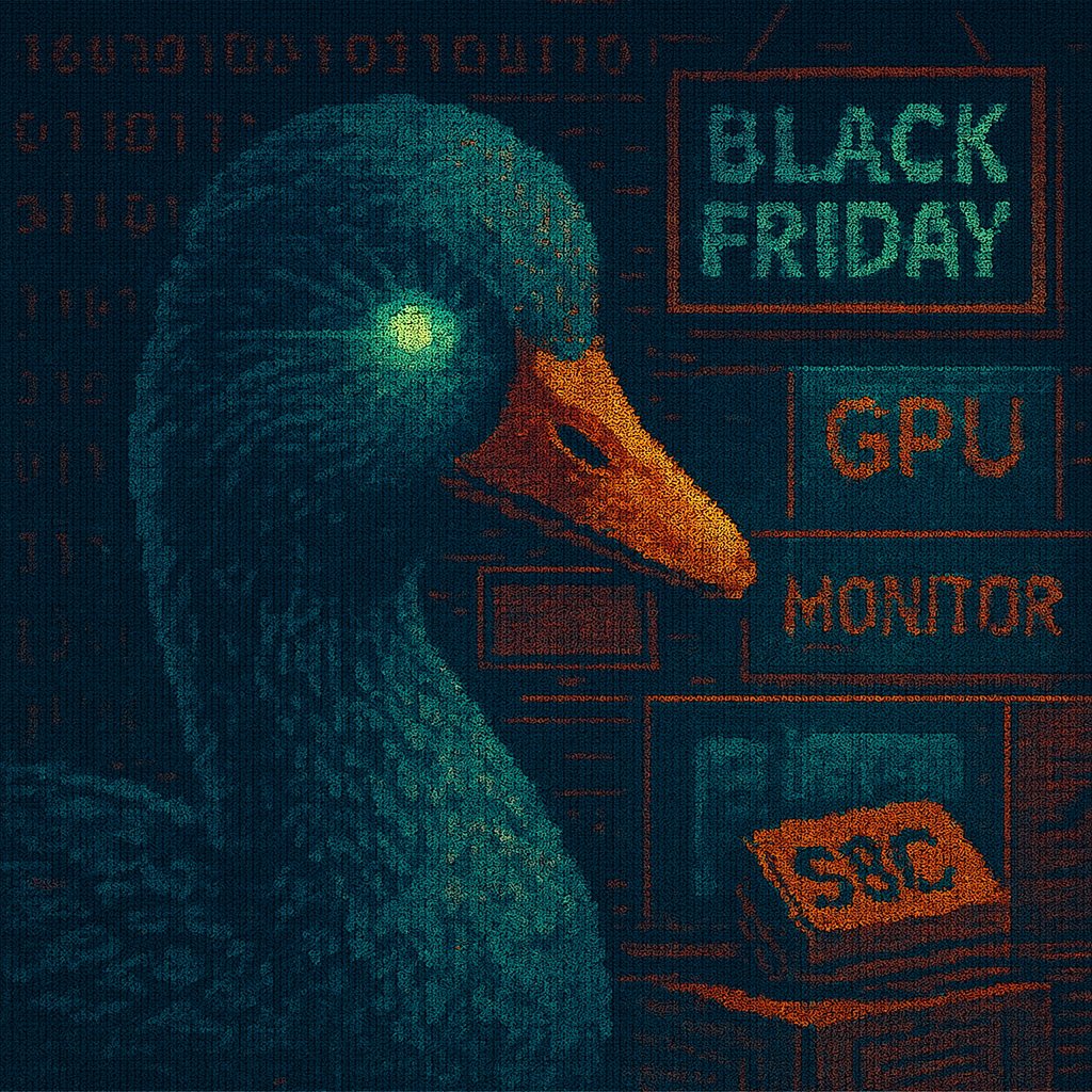 HonksInBinary's tweet image. Black Friday tip: watch for GPU drops, SSD price dips, and odd little single-board computers trying to escape warehouses. Also check monitor deals; they fall like loose bits.