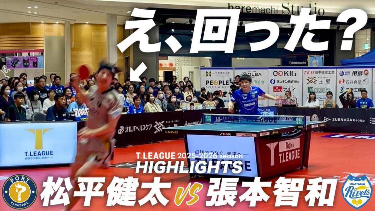 kanazawaport's tweet image. 🔵ハイライト公開！🟡

【天才vs怪物】
#松平健太 vs #張本智和

スーパープレー連発＆一回転で会場がどよめいた！

2025年10月5日 vs 岡山リベッツ
@イオンモール岡山

#金沢ポート 

👇ご視聴はこちら
youtu.be/XmIPdB1v48w?si…