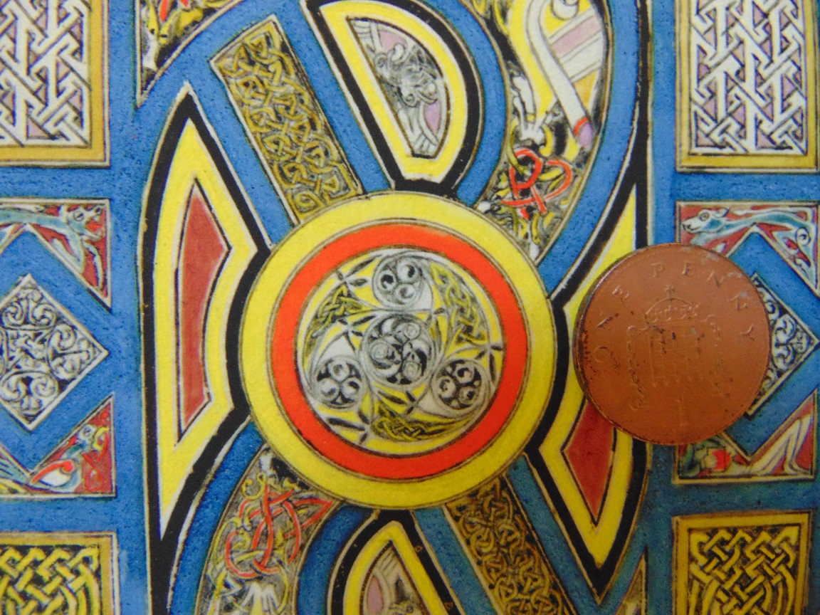 Made using the same techniques and materials as the Book of Kells this artwork depicts the miracles attributed to Saint Columba during his time on Iona and his journey up the Great Glen to meet the Pictish King. Prints now available at scribalstyles.net