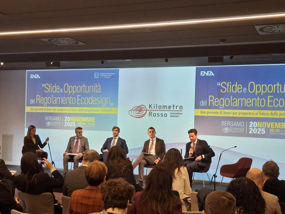 ENEAOfficial's tweet image. Iniziano i lavori a #KilometroRosso Innovation District per parlare di sfide e opportunità del Regolamento #Ecodesign nel workshop organizzato da @ENEAOfficial in collaborazione con il @mimit_gov .

#economiacircolare @MASE_IT
