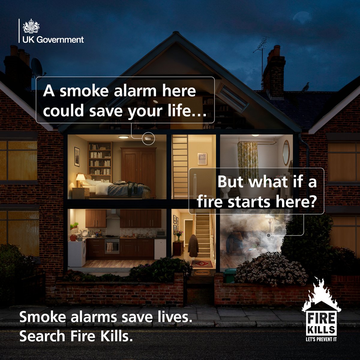 Most homes don’t have enough smoke alarms to stay fully protected.

A smoke alarm in one room won’t warn you about a fire in another.

Fire Kills. Get Covered.

Make sure you’re protected in every room.

Find out more here: firekills.campaign.gov.uk

#FireKills #HomeFireSafety