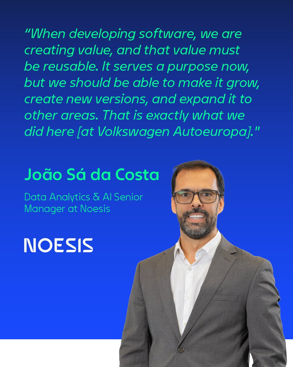 Noesis_Portugal's tweet image. 🚨 Missed our latest #ThinkIT episode?
 🎙️ Vasco Bravo (Volkswagen Autoeuropa), João Sá da Costa &amp;amp; Pedro Matias (Noesis) discuss how #AI &amp;amp; digital transformation are driving smarter decisions in the automotive industry.
 🎧 Listen now: eu1.hubs.ly/H0p8tJC0
#Podcast #Noesis