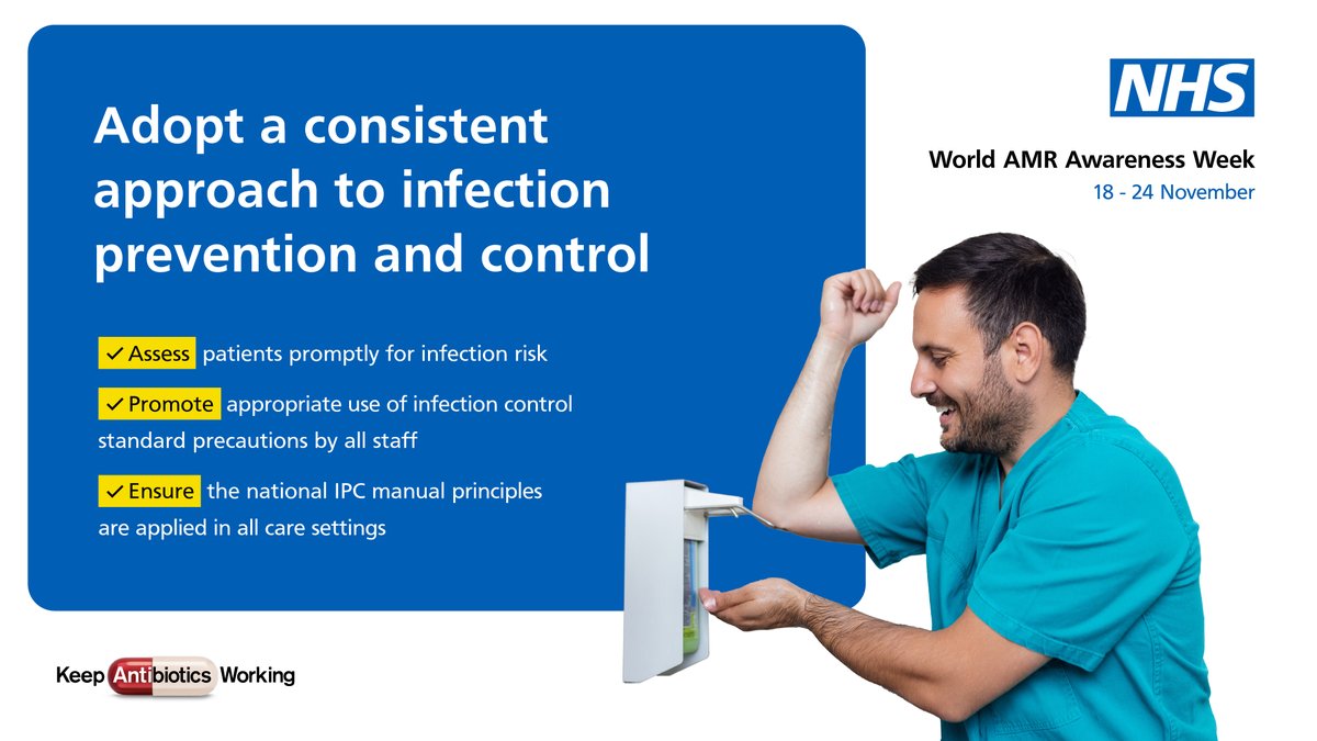 davidwebb_1's tweet image. Healthcare professionals in hospitals play a critical role in combatting antimicrobial resistance - refresh your knowledge of best practice and share with your team. Let’s protect patients, preserve antibiotics, and drive change together! #KeepAntibioticsWorking #WAAW2025